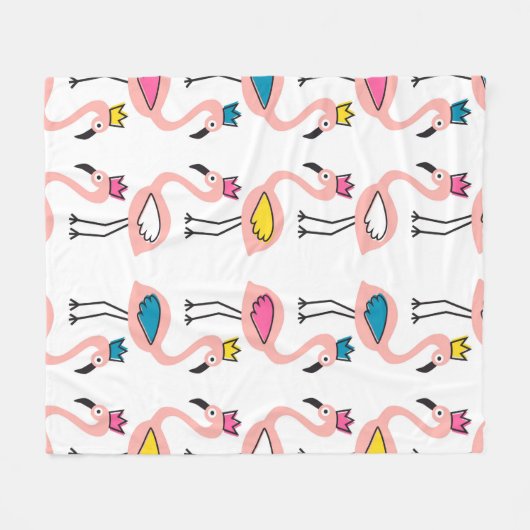 Flamingo mit Kronen nahtlos Muster. Fleecedecke (Vorderseite (Horizontal))