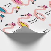 Flamingo mit Kronen nahtlos Muster. Geschenkpapier (Ecke)