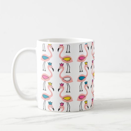 Flamingo mit Kronen nahtlos Muster. Kaffeetasse (Links)