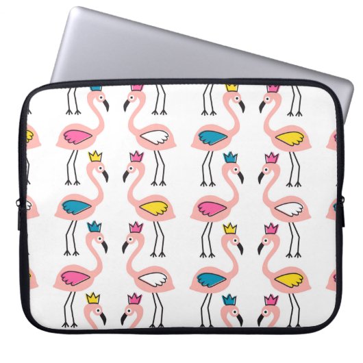 Flamingo mit Kronen nahtlos Muster. Laptopschutzhülle (Vorderseite)