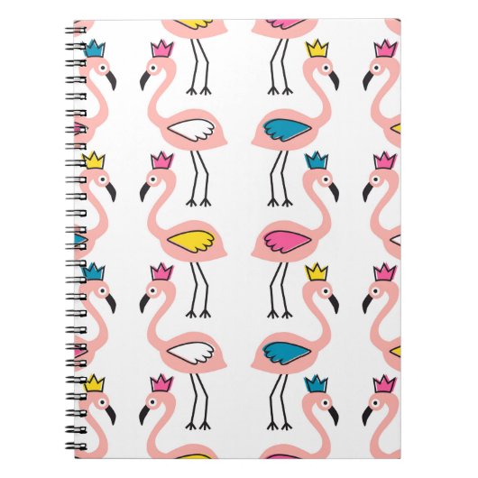 Flamingo mit Kronen nahtlos Muster. Notizblock (Vorderseite)