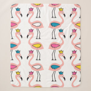 Flamingo mit Kronen nahtlos Muster. Sherpadecke