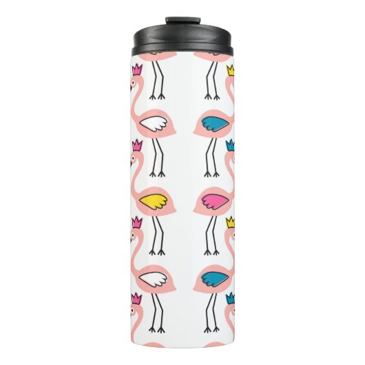 Flamingo mit Kronen nahtlos Muster. Thermosbecher (Vorderseite)