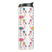 Flamingo mit Kronen nahtlos Muster. Thermosbecher (Nach links gedreht)