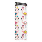 Flamingo mit Kronen nahtlos Muster. Thermosbecher (Nach rechts gedreht)