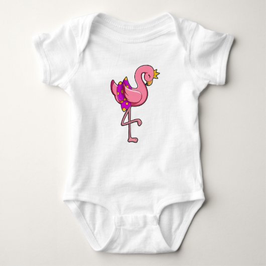 Flamingo mit Kronen und Rock Baby Strampler (Vorderseite)