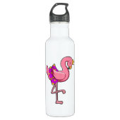 Flamingo mit Kronen und Rock Edelstahlflasche (Vorderseite)
