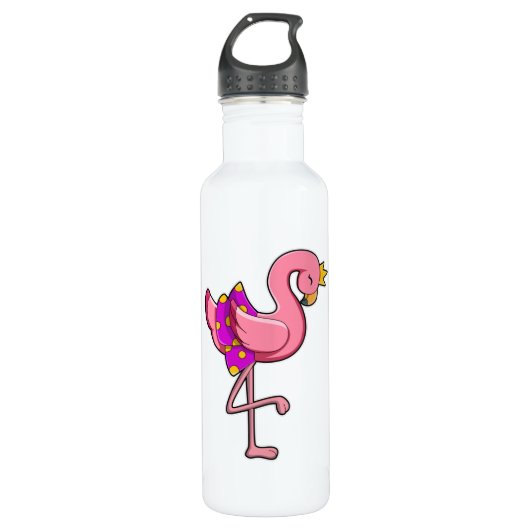 Flamingo mit Kronen und Rock Edelstahlflasche (Vorderseite)