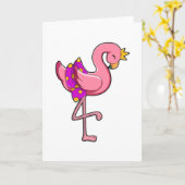 Flamingo mit Kronen und Rock Karte (Gelbe Blume)