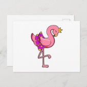 Flamingo mit Kronen und Rock Postkarte (Vorne/Hinten)