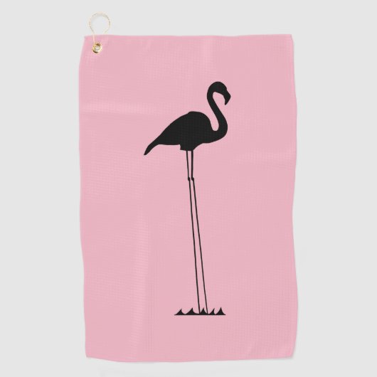 Flamingo mit langer Silhouette Golfhandtuch (Vorderseite)