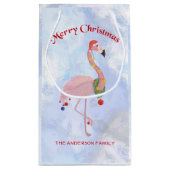 Flamingo mit Lanterns über Eisuntergrund Kleine Geschenktüte (Rückseite)