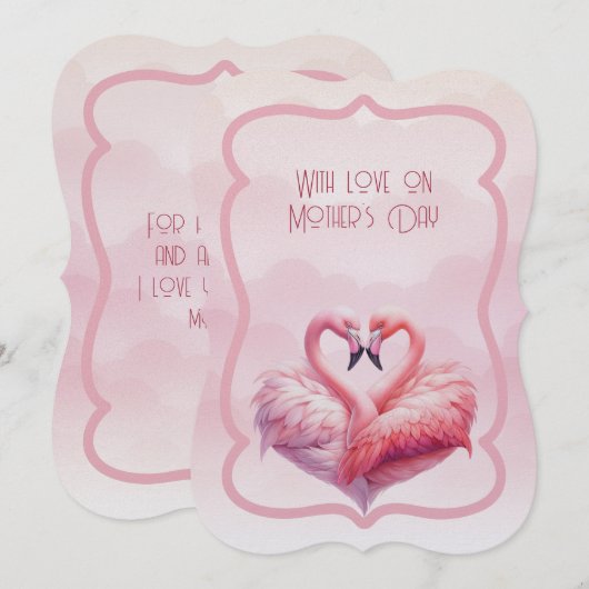 Flamingo mit Liebe am Muttertag Feiertagskarte (Vorne/Hinten)