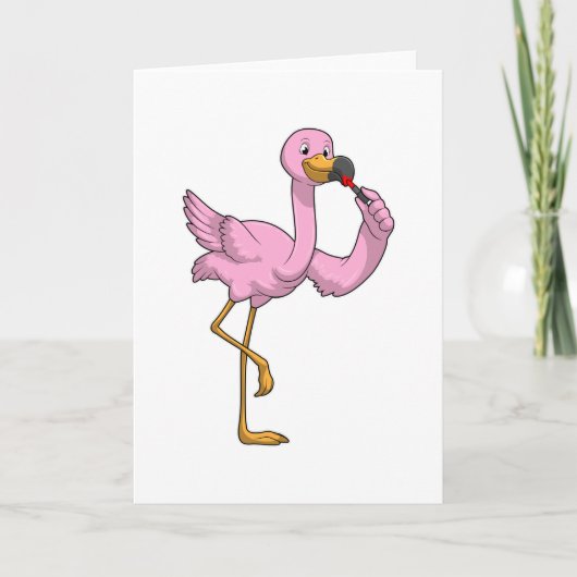 Flamingo mit Lippenstift Karte (Vorderseite)