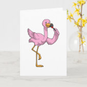 Flamingo mit Lippenstift Karte (Gelbe Blume)
