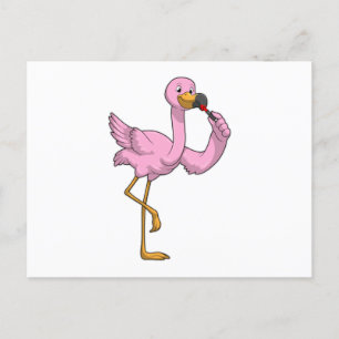 Flamingo mit Lippenstift Postkarte