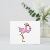 Flamingo mit Lippenstift Postkarte (Stehend Vorderseite)