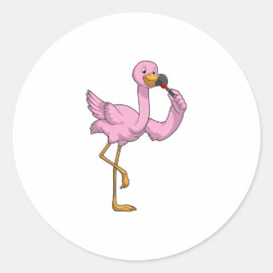 Flamingo mit Lippenstift Runder Aufkleber
