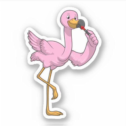 Flamingo mit Lipstick Aufkleber (Vorderseite)