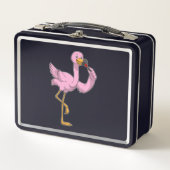 Flamingo mit Lipstick Metall Brotdose (Vorderseite)