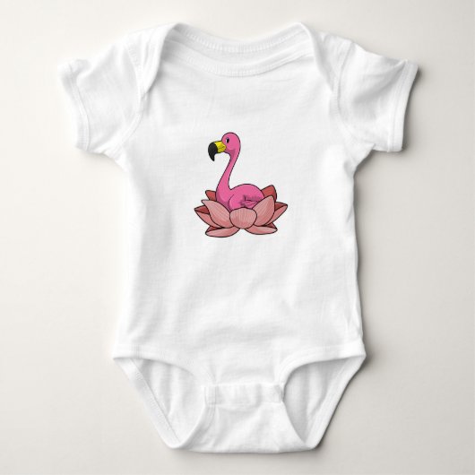 Flamingo mit Lotus-Blume Baby Strampler (Vorderseite)