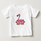 Flamingo mit Lotus-Blume Baby T-shirt (Vorderseite)