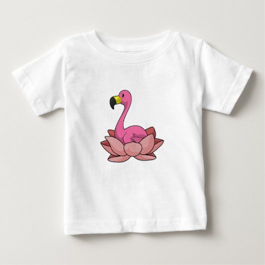 Flamingo mit Lotus-Blume Baby T-shirt (Vorderseite)