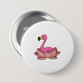 Flamingo mit Lotus-Blume Button (Vorne & Hinten)