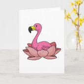 Flamingo mit Lotus-Blume Karte (Gelbe Blume)