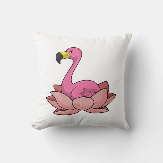 Flamingo mit Lotus-Blume Kissen (Vorderseite)