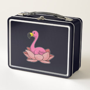 Flamingo mit Lotus-Blume Metall Brotdose