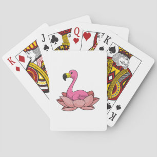 Flamingo mit Lotus-Blume Spielkarten