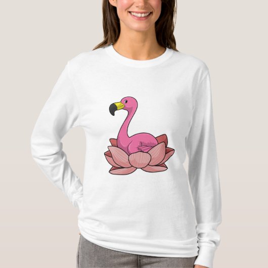 Flamingo mit Lotus-Blume T-Shirt (Vorderseite)