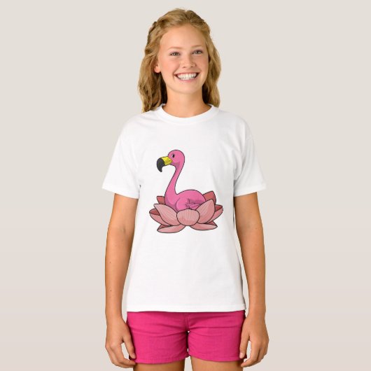 Flamingo mit Lotus-Blume T-Shirt (Vorne ganz)