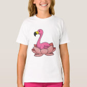Flamingo mit Lotus-Blume T-Shirt (Vorderseite)