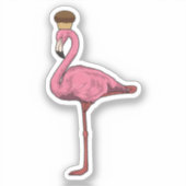 Flamingo mit Muffin Aufkleber (Vorderseite)
