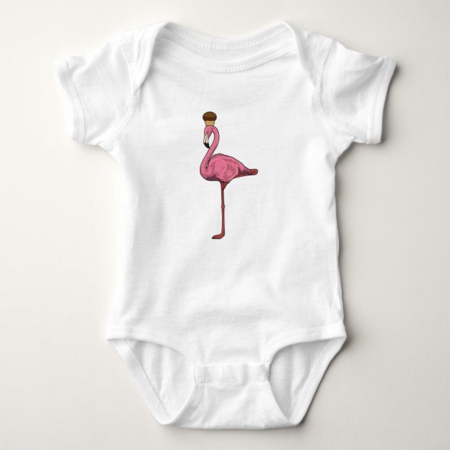 Flamingo mit Muffin Baby Strampler (Vorderseite)
