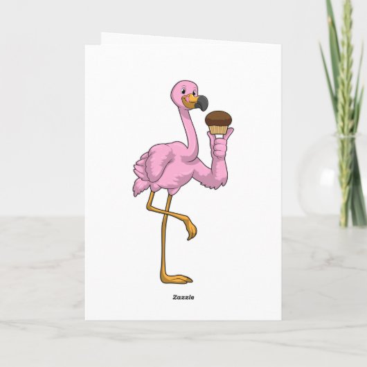 Flamingo mit Muffin Karte (Rückseite)