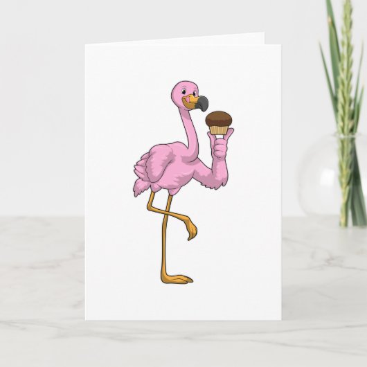 Flamingo mit Muffin Karte (Vorderseite)