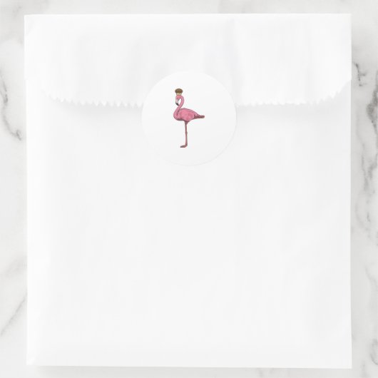 Flamingo mit Muffin Runder Aufkleber (Tasche)