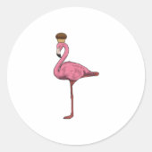Flamingo mit Muffin Runder Aufkleber (Vorderseite)
