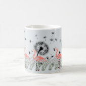 Flamingo mit Orange Dandelion und Reed Grass Art Kaffeetasse (Mittel)