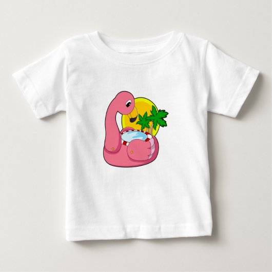 Flamingo mit Pool Baby T-shirt (Vorderseite)