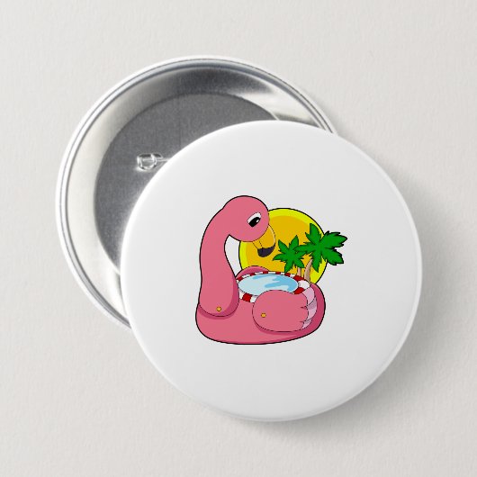 Flamingo mit Pool Button (Vorne & Hinten)