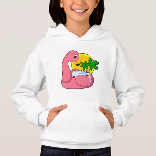 Flamingo mit Pool Hoodie (Vorderseite)