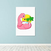 Flamingo mit Pool Leinwanddruck (Insitu (Holzboden))