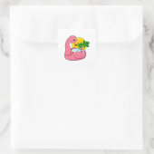 Flamingo mit Pool Quadratischer Aufkleber (Tasche)