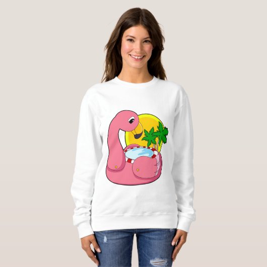 Flamingo mit Pool Sweatshirt (Vorne ganz)