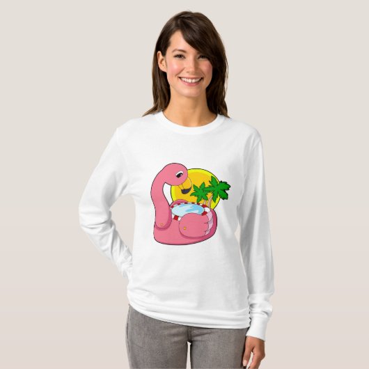 Flamingo mit Pool T-Shirt (Vorne ganz)