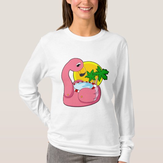 Flamingo mit Pool T-Shirt (Vorderseite)